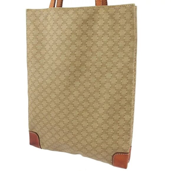 CELINE Handbag Macadam Beige PVC ?~ Leather Authentic USED - Picture 2 of 9